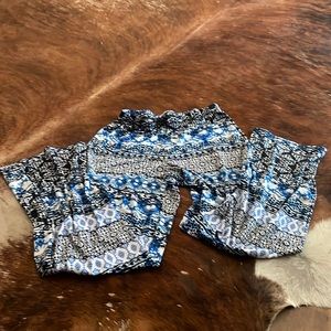 AB Studio - blue, navy & white print pant - size M